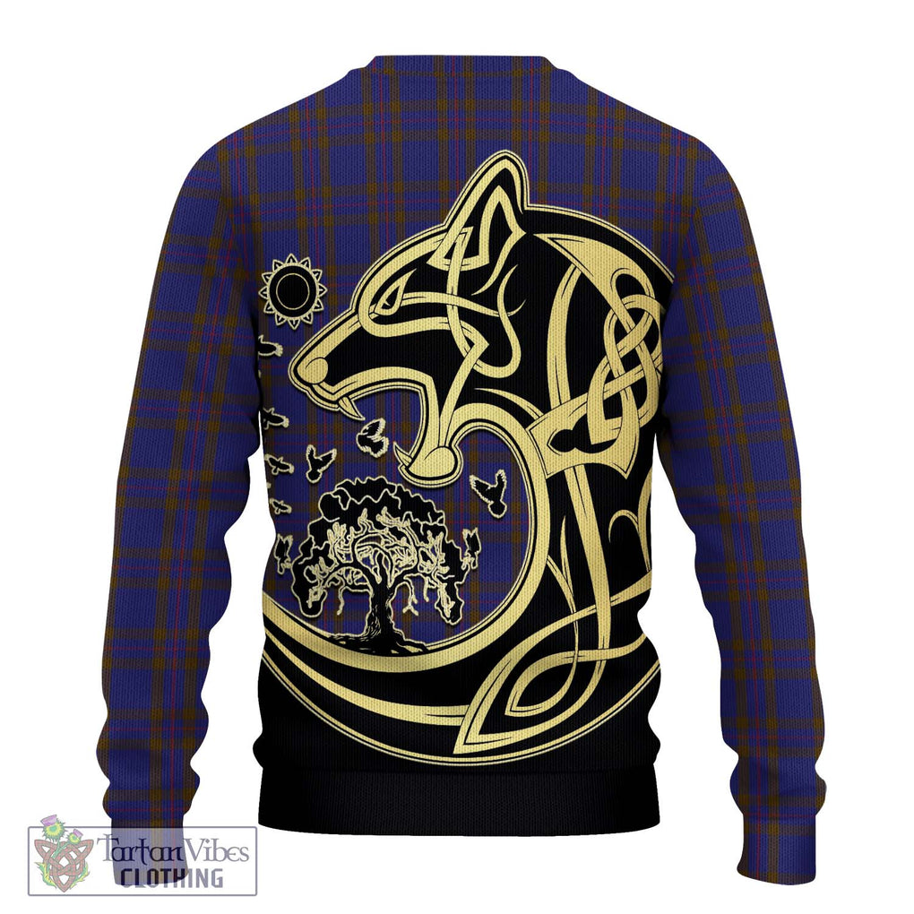 Elliot Tartan Knitted Sweater with Family Crest Celtic Wolf Style - Tartan Vibes Clothing