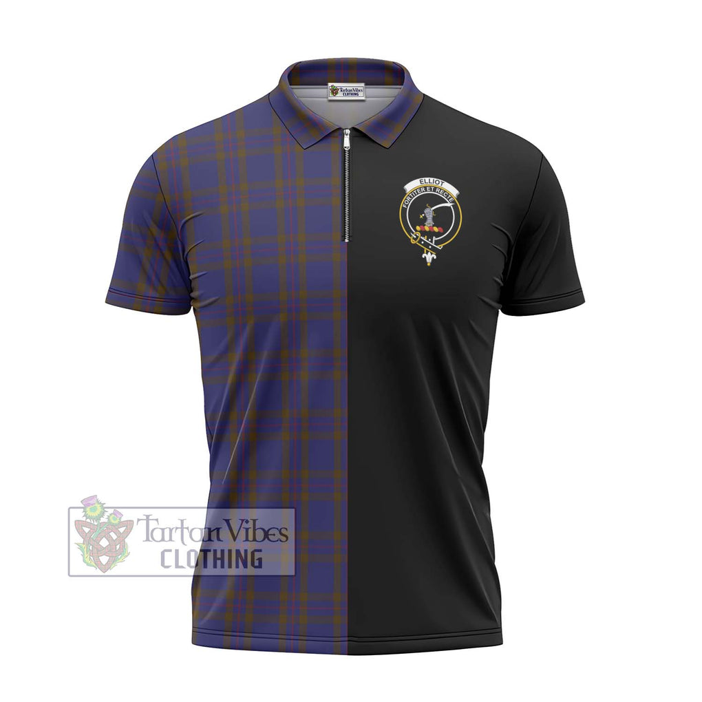 Elliot Tartan Zipper Polo Shirt with Family Crest and Half Of Me Style - Tartanvibesclothing Shop