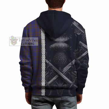 Elliot Tartan Hoodie with Family Crest Cross Sword Thistle Celtic Vibes