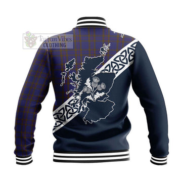 Elliot Tartan Baseball Jacket Featuring Thistle and Scotland Map