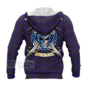 Elliot Tartan Knitted Hoodie with Family Crest Celtic Skull Style