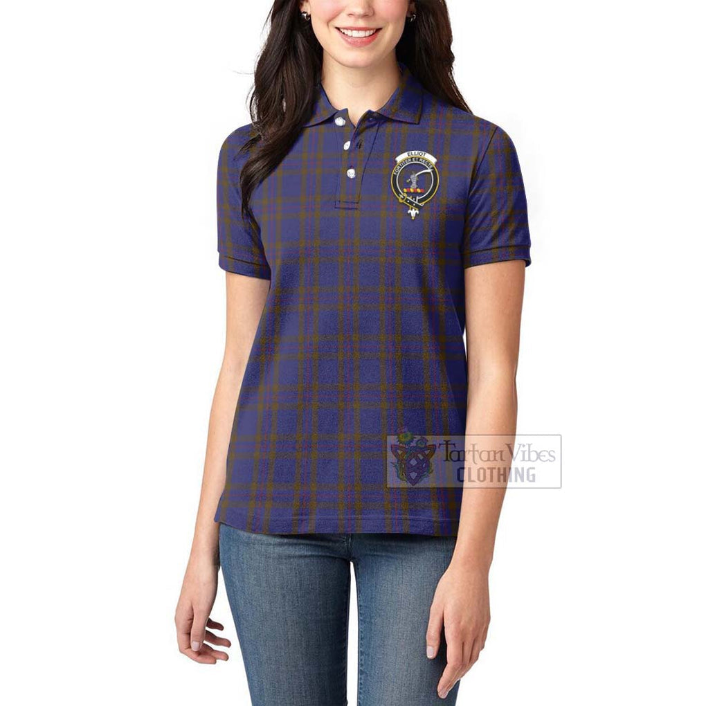 Tartan Vibes Clothing Elliot Tartan Women's Polo Shirt with Family Crest Celtic Skull Style