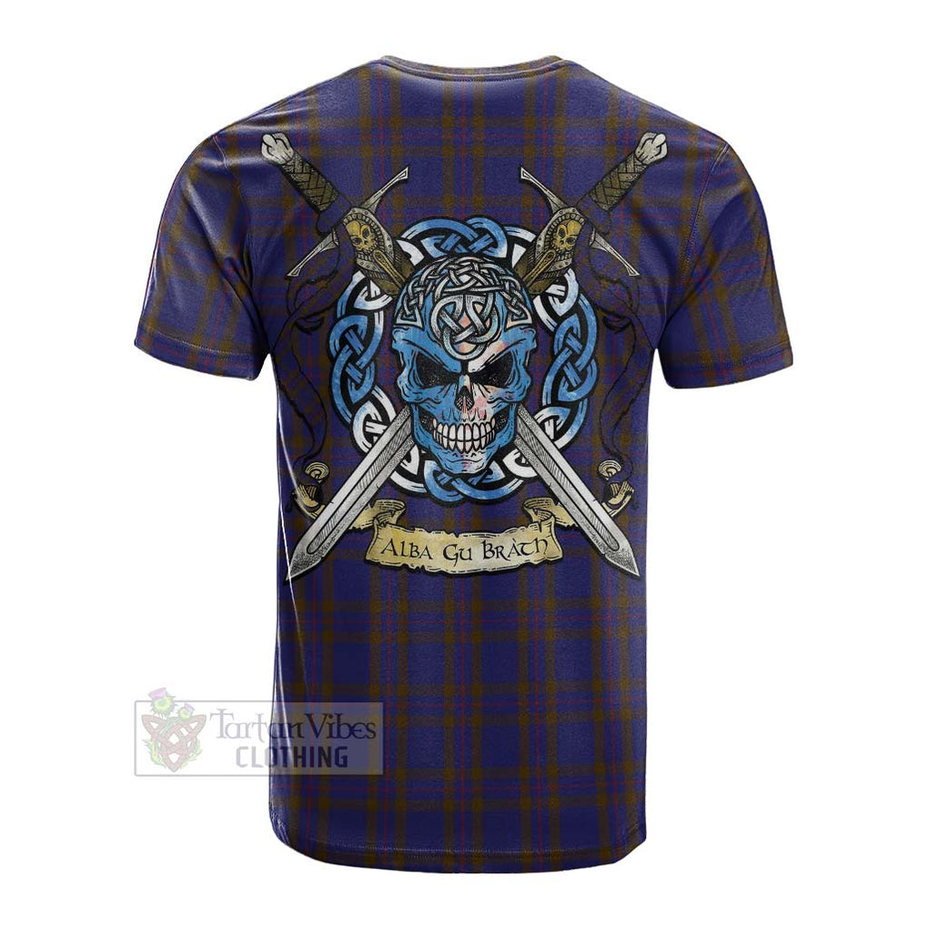 Tartan Vibes Clothing Elliot Tartan Cotton T-shirt with Family Crest Celtic Skull Style