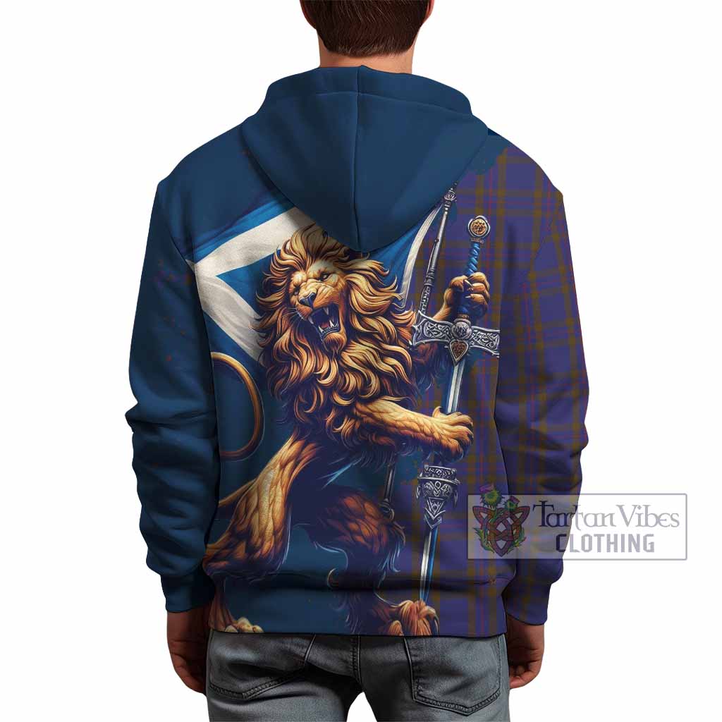 Elliot Tartan Family Crest Hoodie with Scottish Majestic Lion