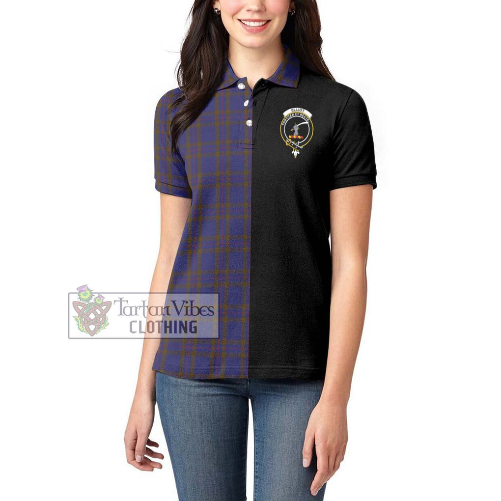 Elliot Tartan Women's Polo Shirt with Family Crest and Half Of Me Style - Tartanvibesclothing Shop