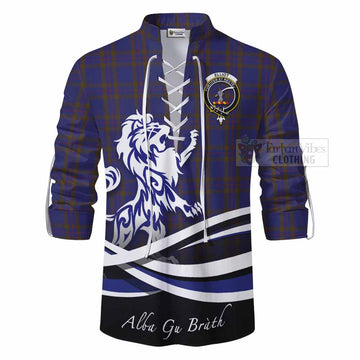 Elliot Tartan Ghillie Kilt Shirt with Alba Gu Brath Regal Lion Emblem