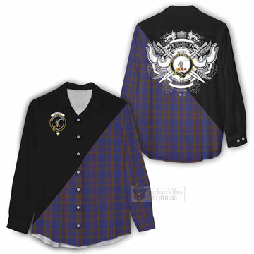 Elliot Tartan Women's Casual Shirt with Family Crest and Military Logo Style