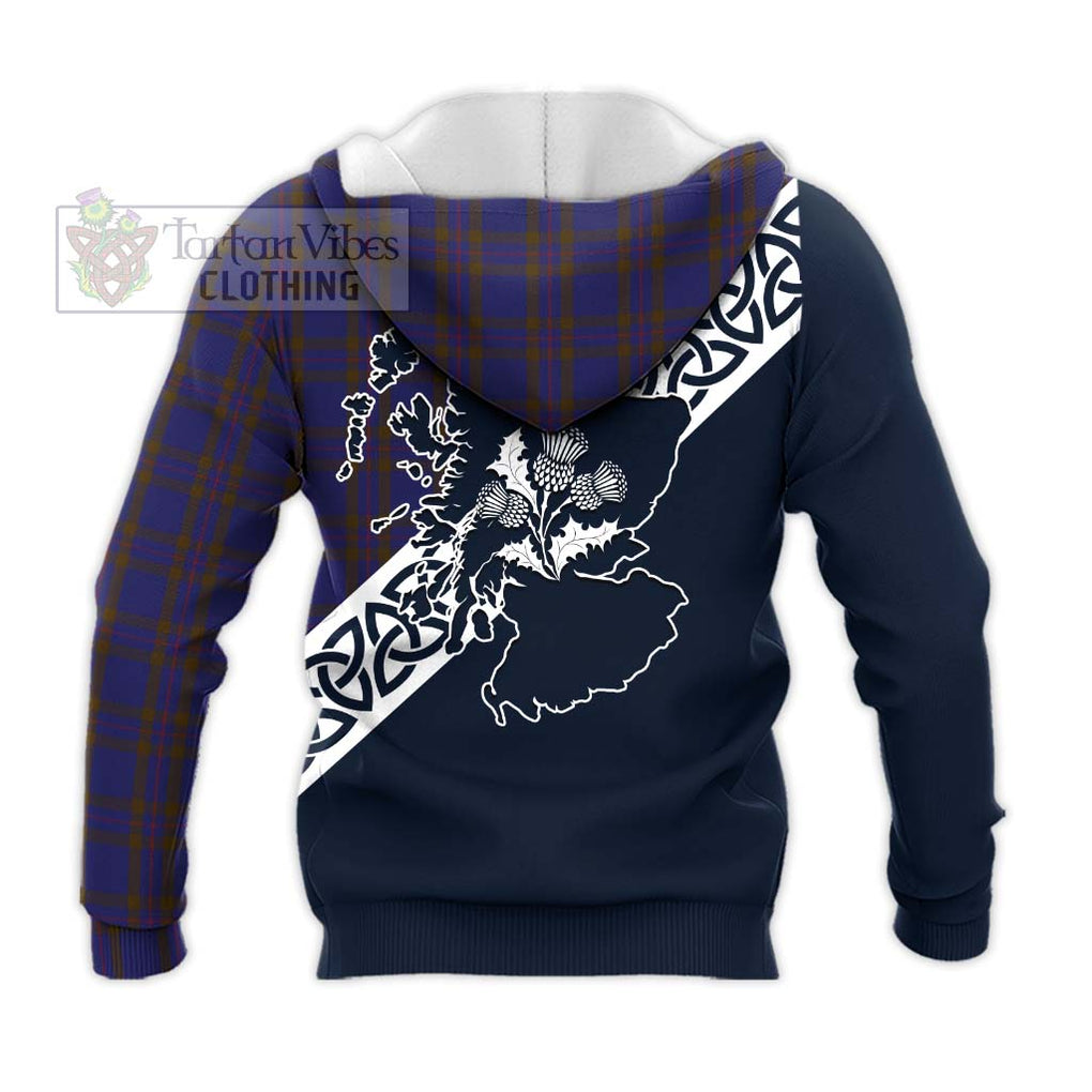 Tartan Vibes Clothing Elliot Tartan Knitted Hoodie Featuring Thistle and Scotland Map