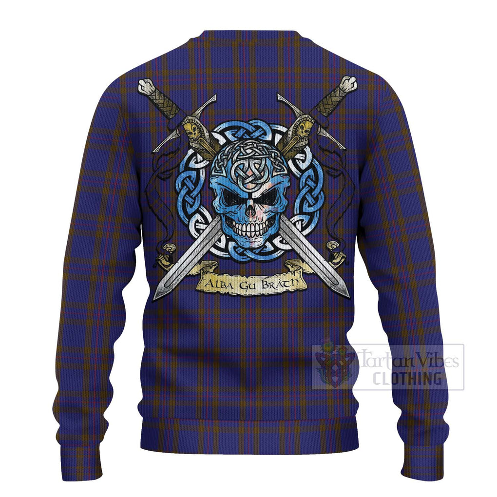 Tartan Vibes Clothing Elliot Tartan Knitted Sweater with Family Crest Celtic Skull Style