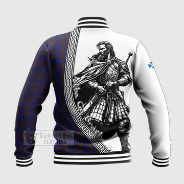 Elliot Tartan Clan Crest Baseball Jacket with Highlander Warrior Celtic Style