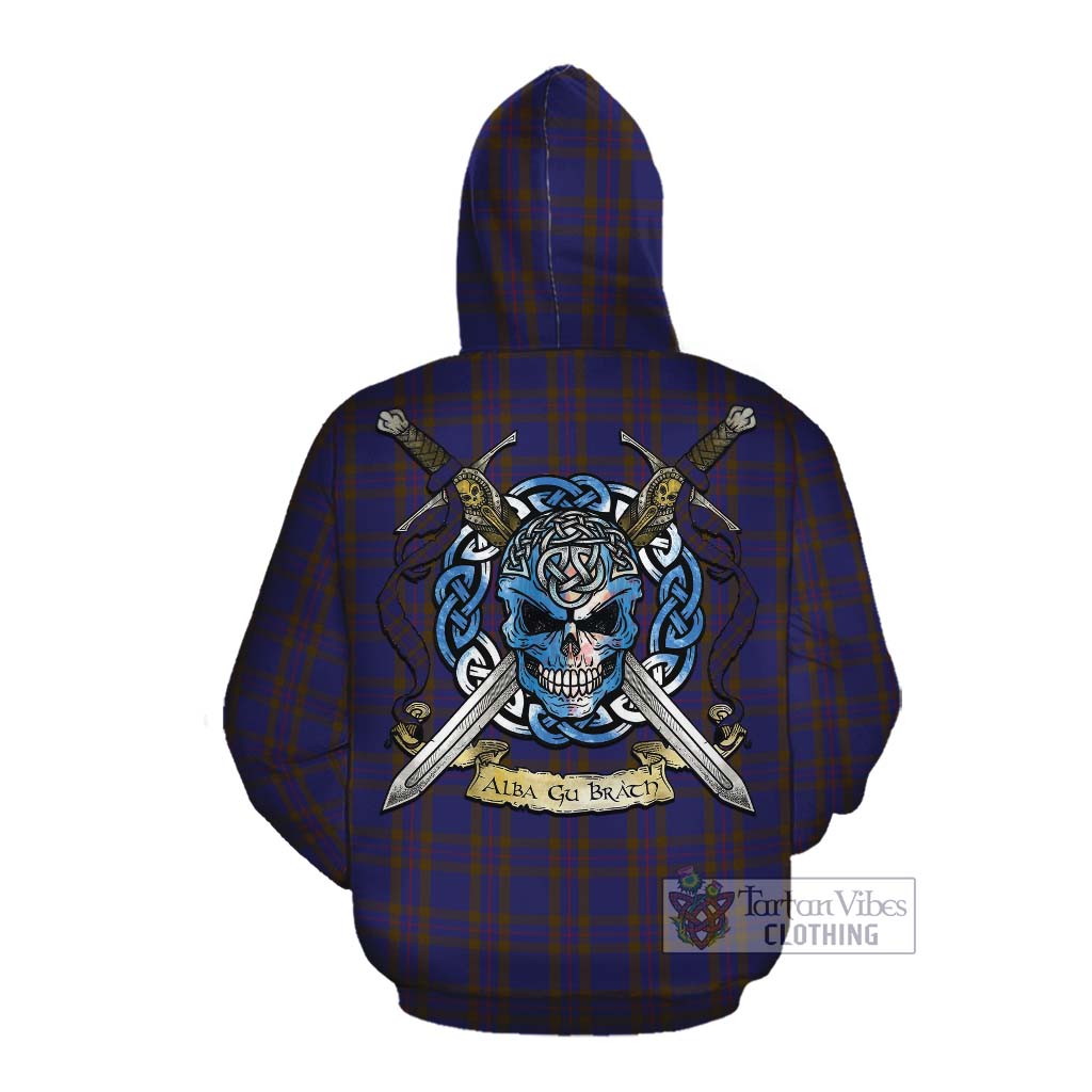 Tartan Vibes Clothing Elliot Tartan Cotton Hoodie with Family Crest Celtic Skull Style