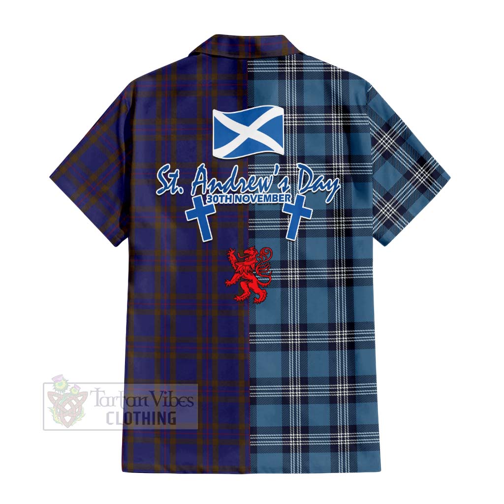 Tartan Vibes Clothing Elliot Tartan Short Sleeve Button Shirt Happy St. Andrew's Day Half Tartan Style