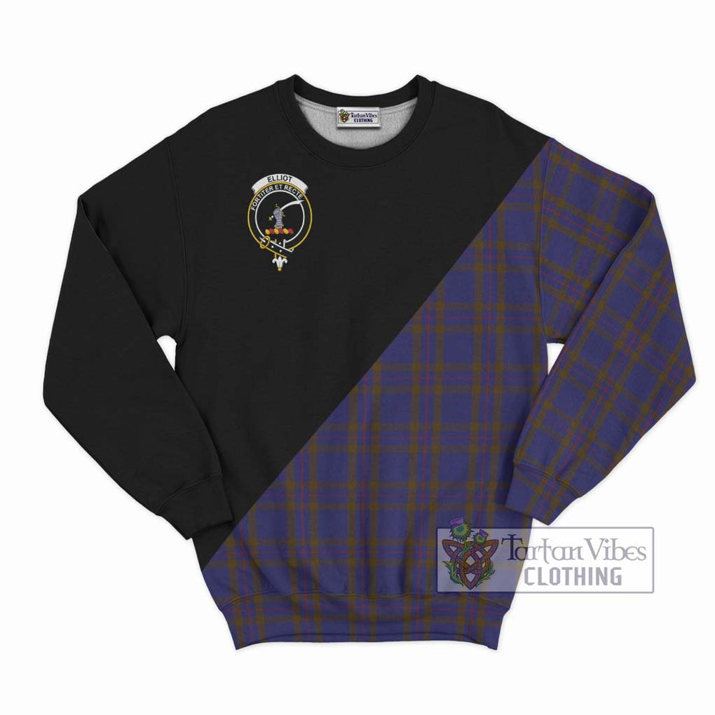 Elliot Tartan Sweatshirt with Family Crest and Military Logo Style - Tartanvibesclothing Shop