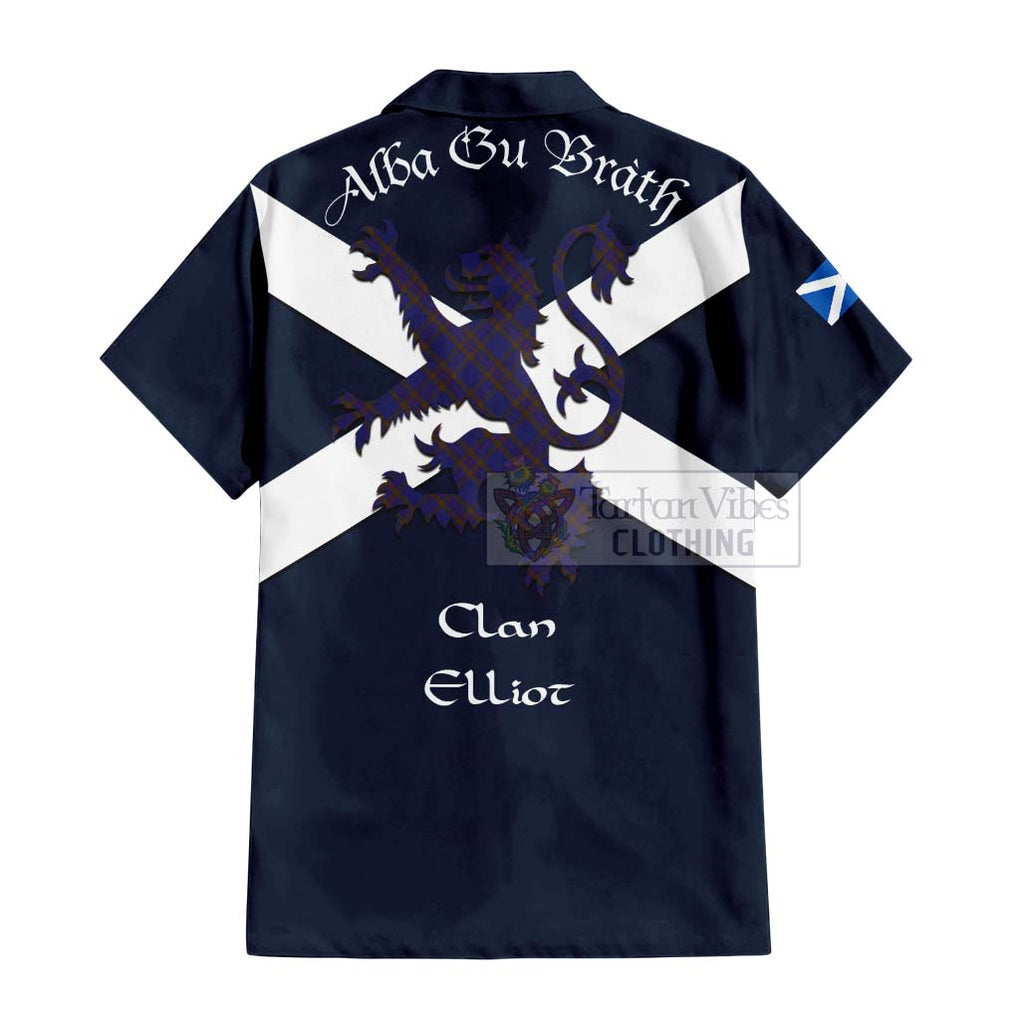 Tartan Vibes Clothing Elliot Tartan Lion Rampant Short Sleeve Button Shirt – Proudly Display Your Heritage with Alba Gu Brath and Clan Name