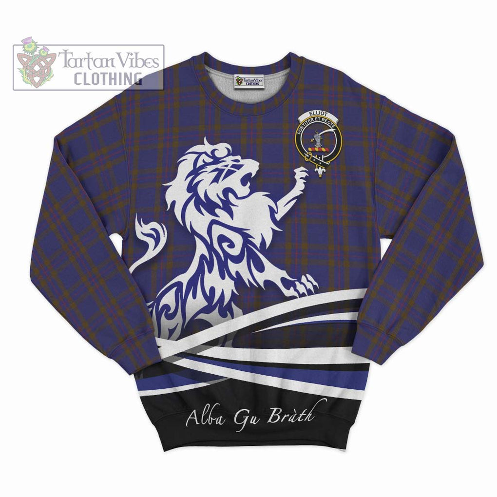 Elliot Tartan Sweatshirt with Alba Gu Brath Regal Lion Emblem - Tartanvibesclothing Shop