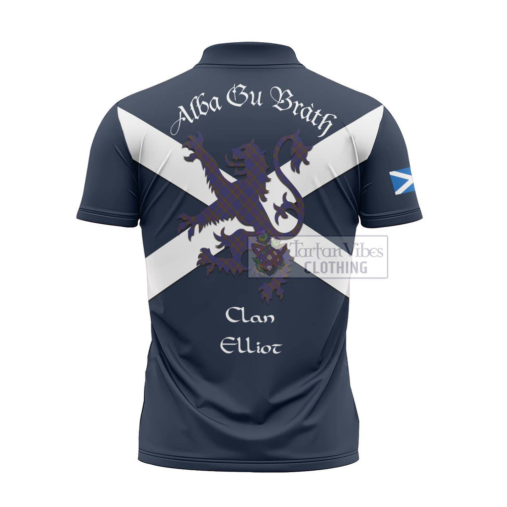 Tartan Vibes Clothing Elliot Tartan Lion Rampant Zipper Polo Shirt – Proudly Display Your Heritage with Alba Gu Brath and Clan Name