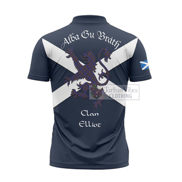 Elliot Tartan Lion Rampant Zipper Polo Shirt Proudly Display Your Heritage with Alba Gu Brath and Clan Name