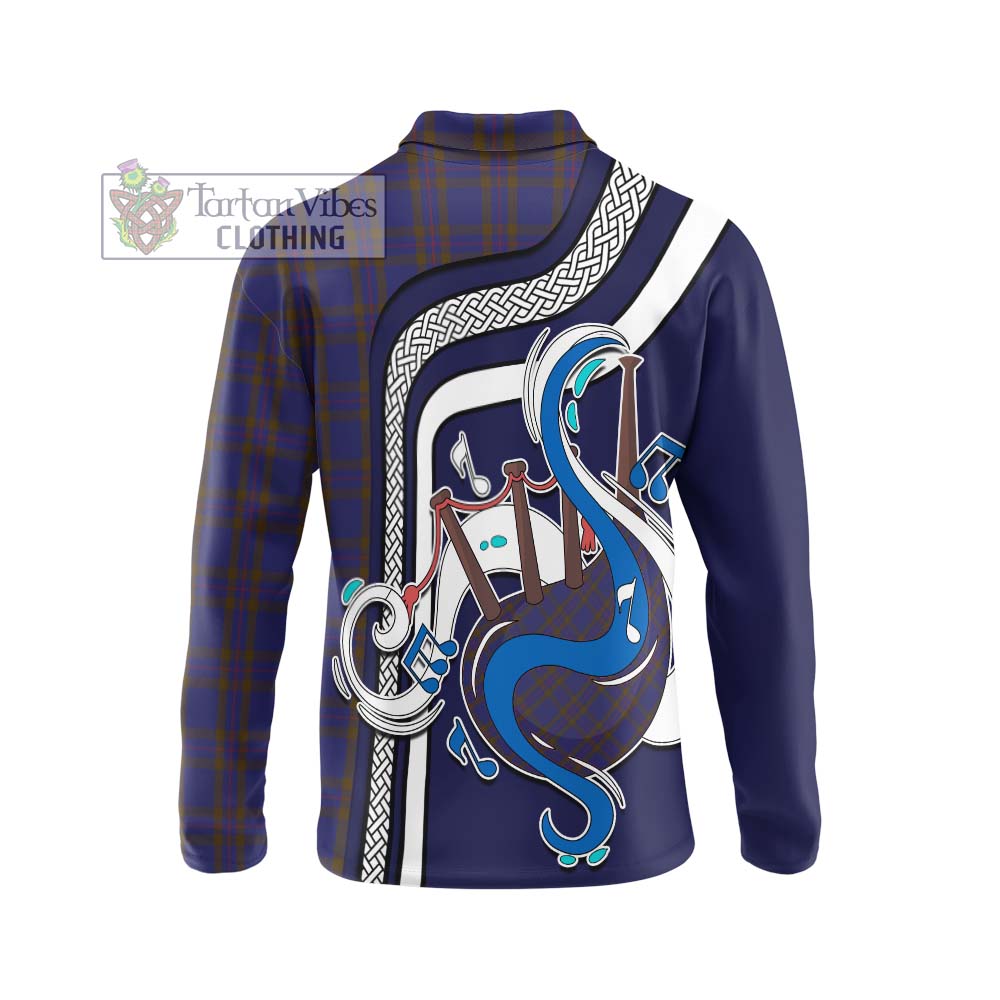 Tartan Vibes Clothing Elliot Tartan Long Sleeve Polo Shirt with Epic Bagpipe Style