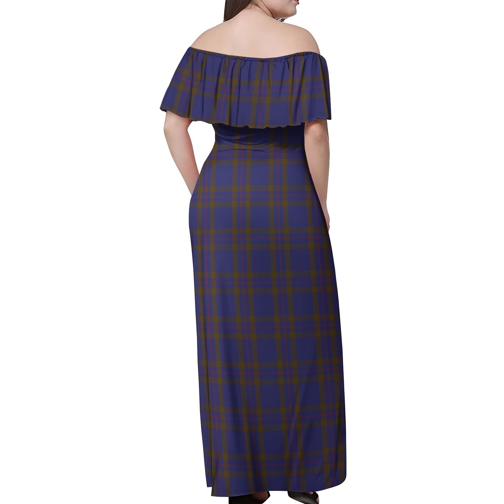 Elliot Tartan Off Shoulder Long Dress - Tartanvibesclothing