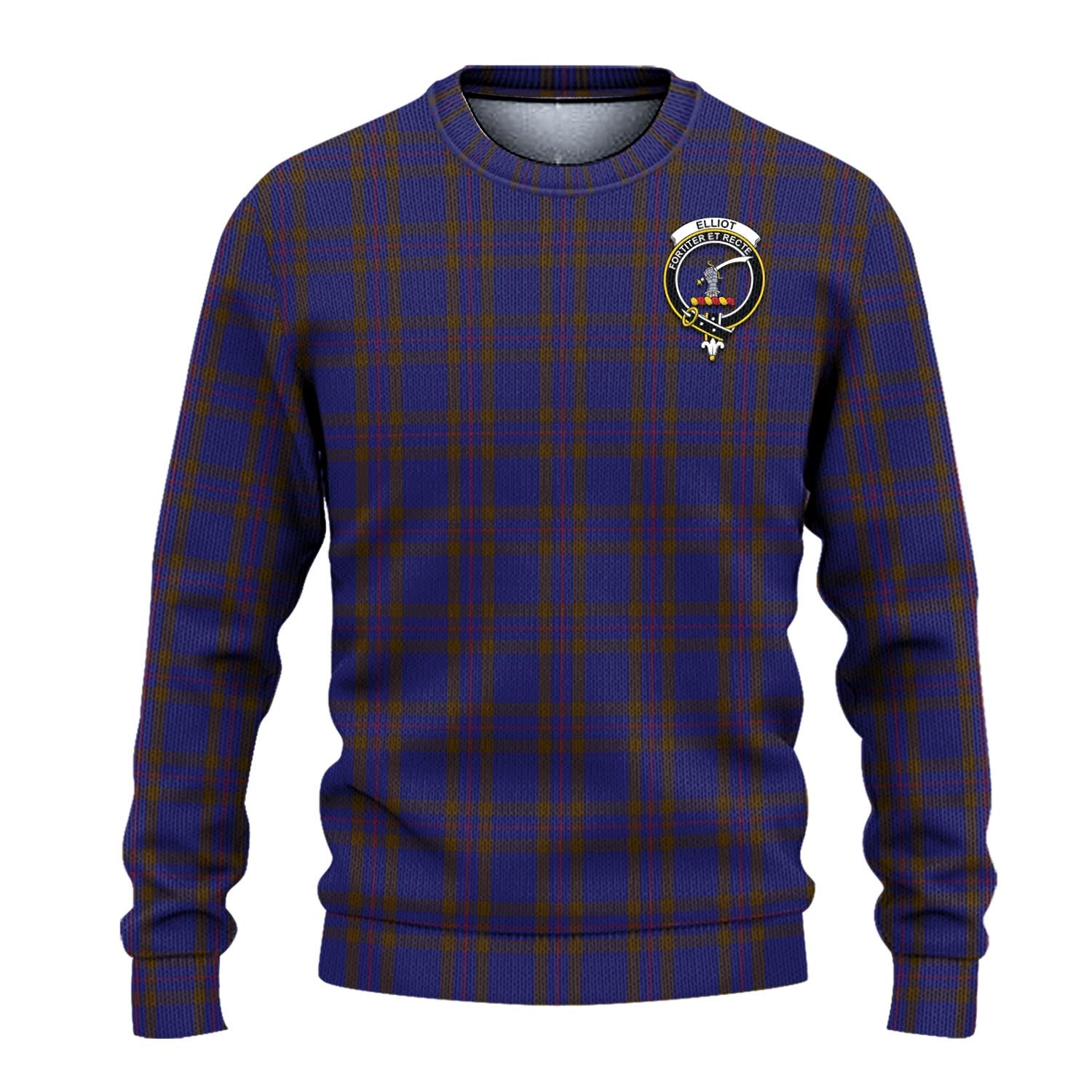 Elliot Tartan Knitted Sweater with Family Crest - Tartanvibesclothing