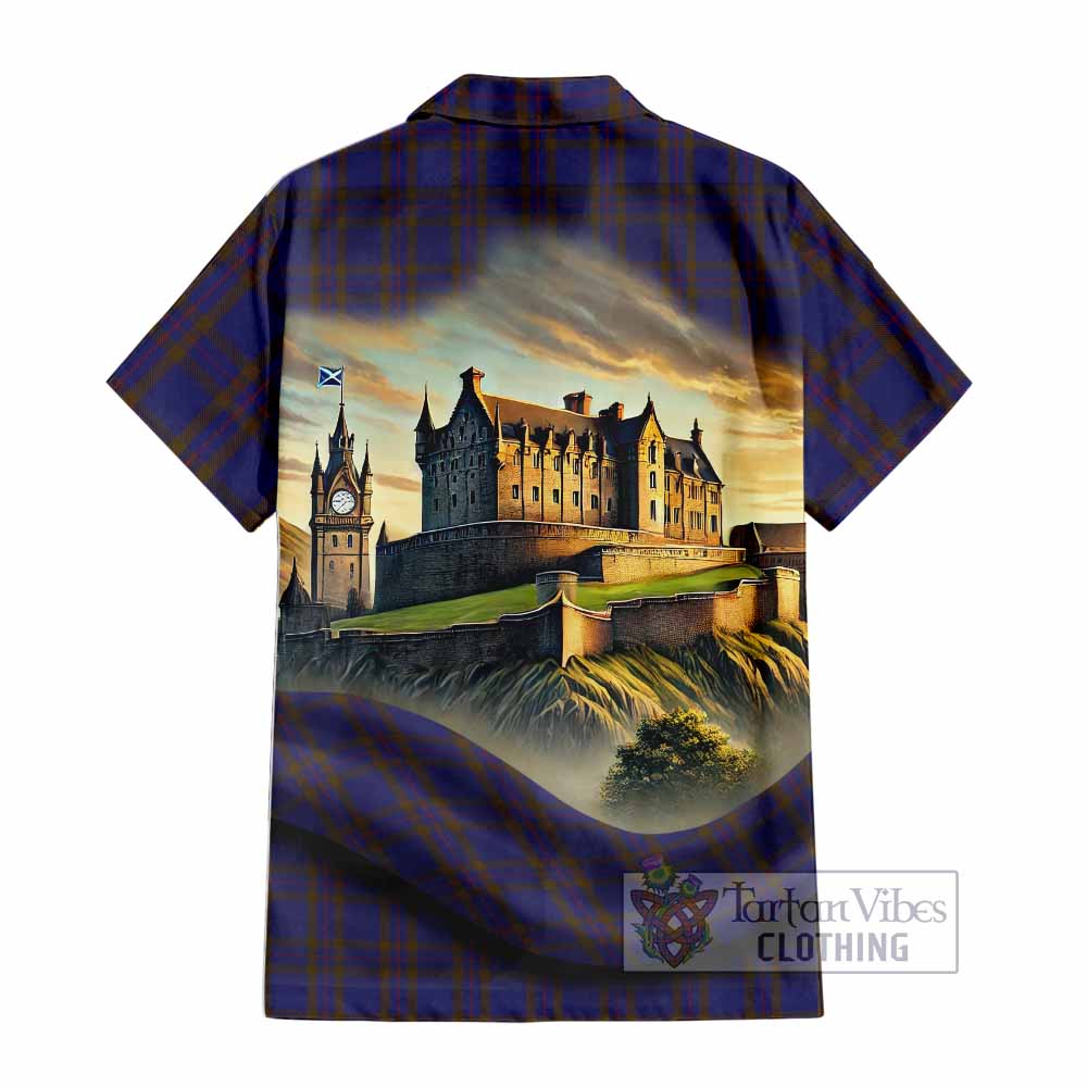 Elliot Tartan Family Crest Hawaiian Shirt with Scottish Ancient Castle Style - Tartan Vibes Clothing