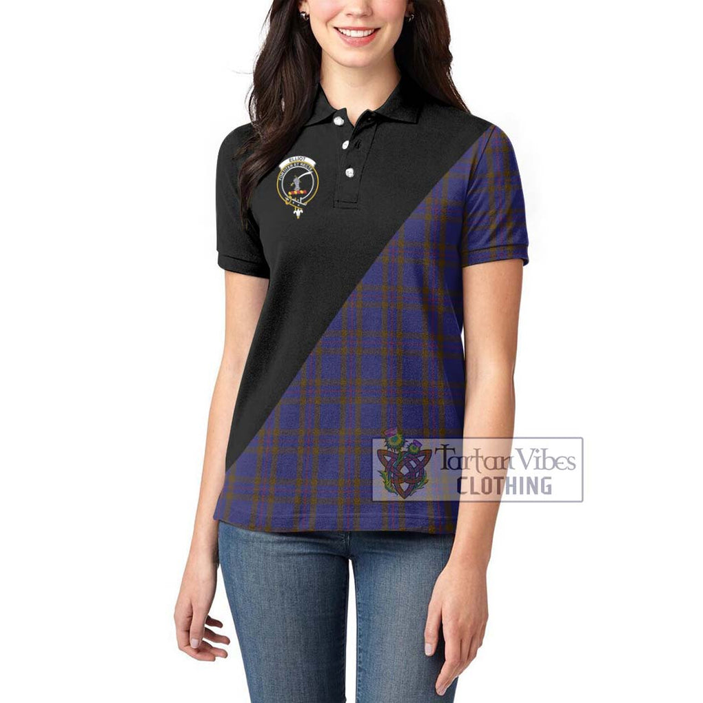 Elliot Tartan Women's Polo Shirt with Family Crest and Military Logo Style - Tartanvibesclothing Shop