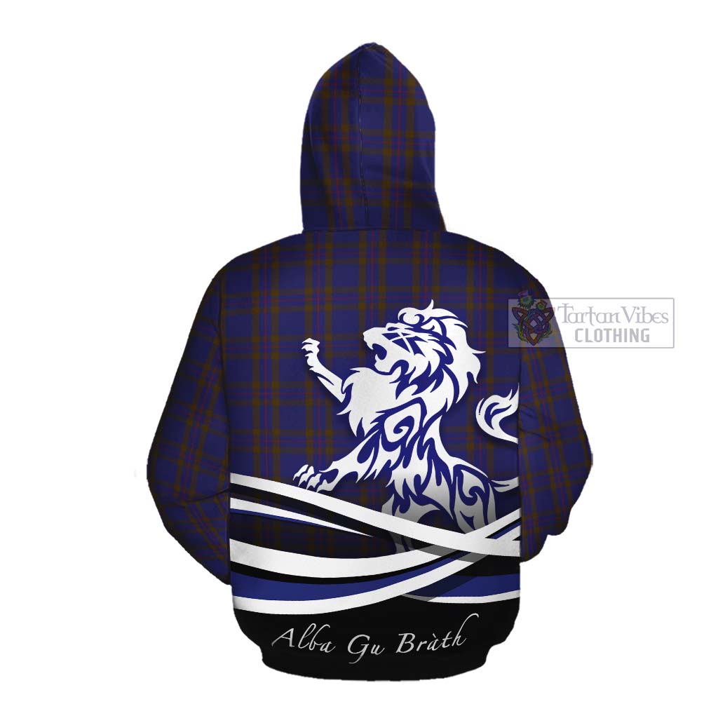 Tartan Vibes Clothing Elliot Tartan Cotton Hoodie with Alba Gu Brath Regal Lion Emblem