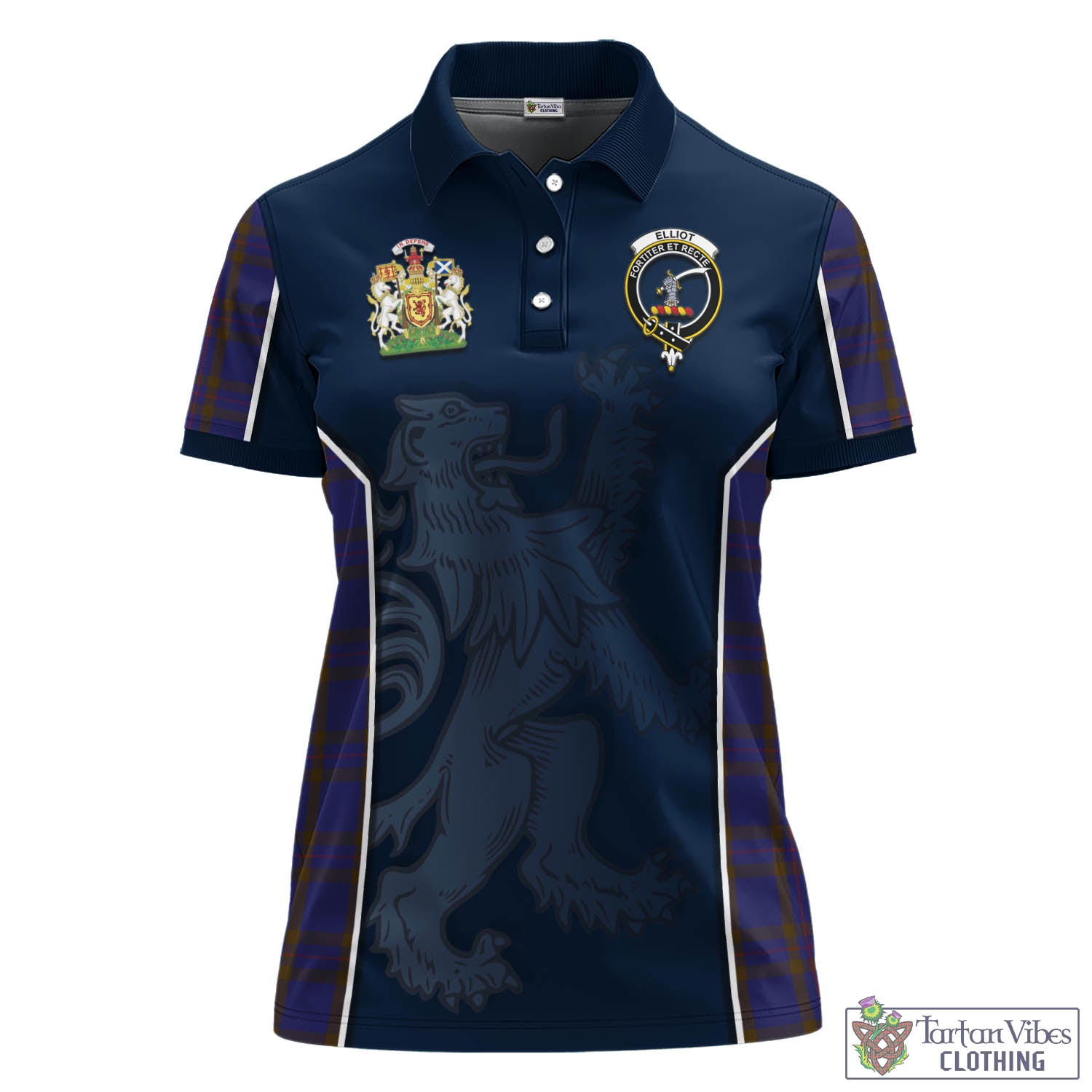 Elliot Tartan Women's Polo Shirt with Family Crest and Lion Rampant Vibes Sport Style - Tartan Vibes Clothing