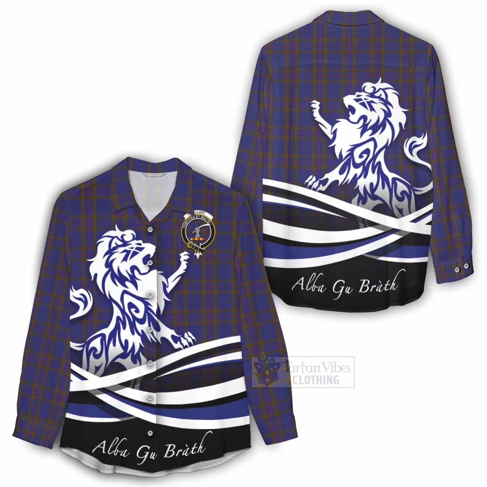 Tartan Vibes Clothing Elliot Tartan Women's Casual Shirt with Alba Gu Brath Regal Lion Emblem