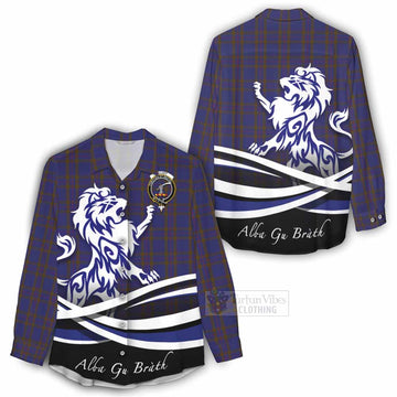 Elliot Tartan Women's Casual Shirt with Alba Gu Brath Regal Lion Emblem