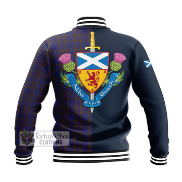 Elliot Tartan Baseball Jacket Alba with Scottish Lion Royal Arm Half Style