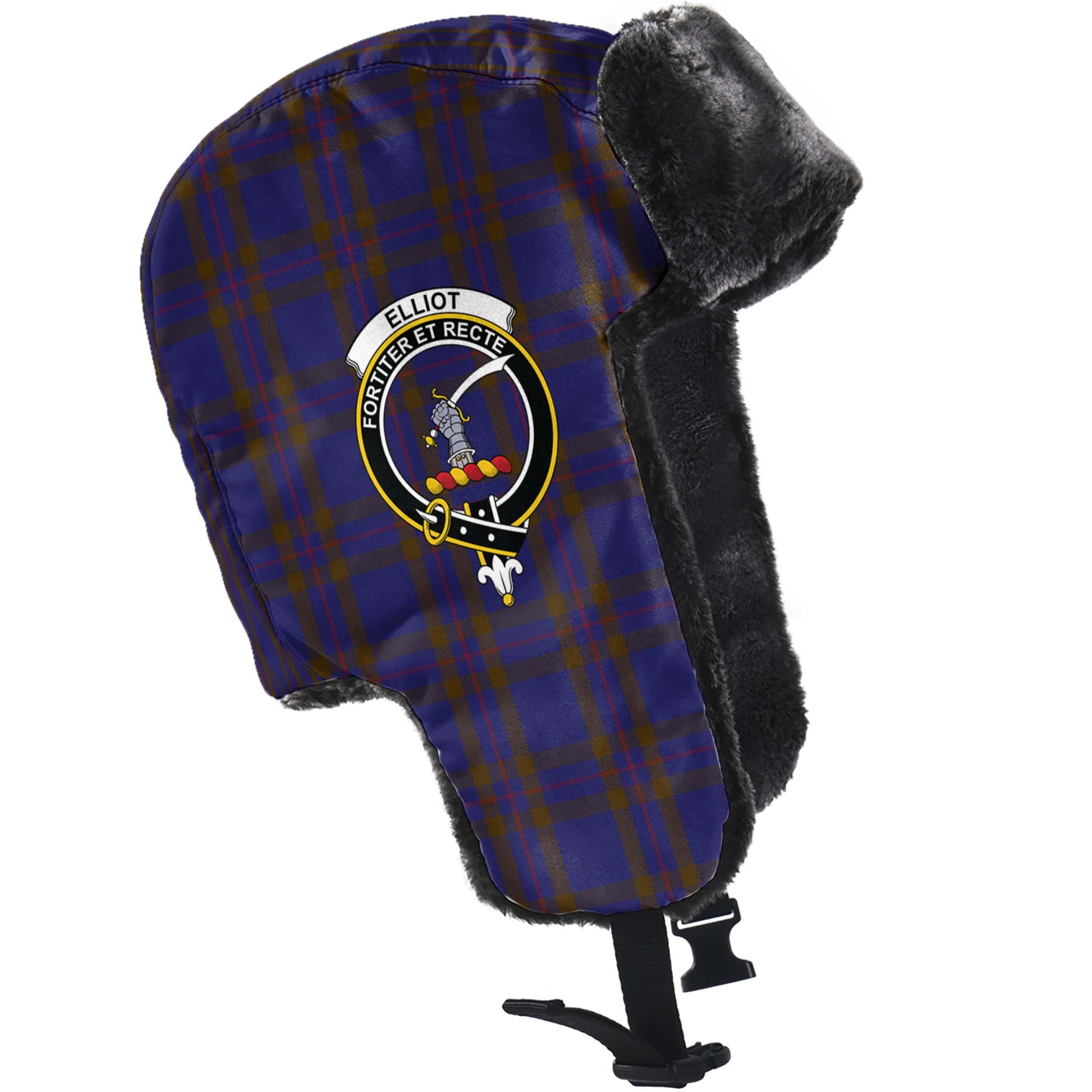 Elliot Tartan Winter Trapper Hat with Family Crest - Tartanvibesclothing