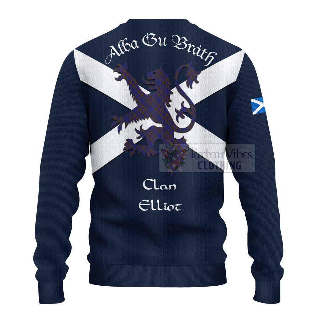 Tartan Vibes Clothing Elliot Tartan Lion Rampant Knitted Sweater – Proudly Display Your Heritage with Alba Gu Brath and Clan Name