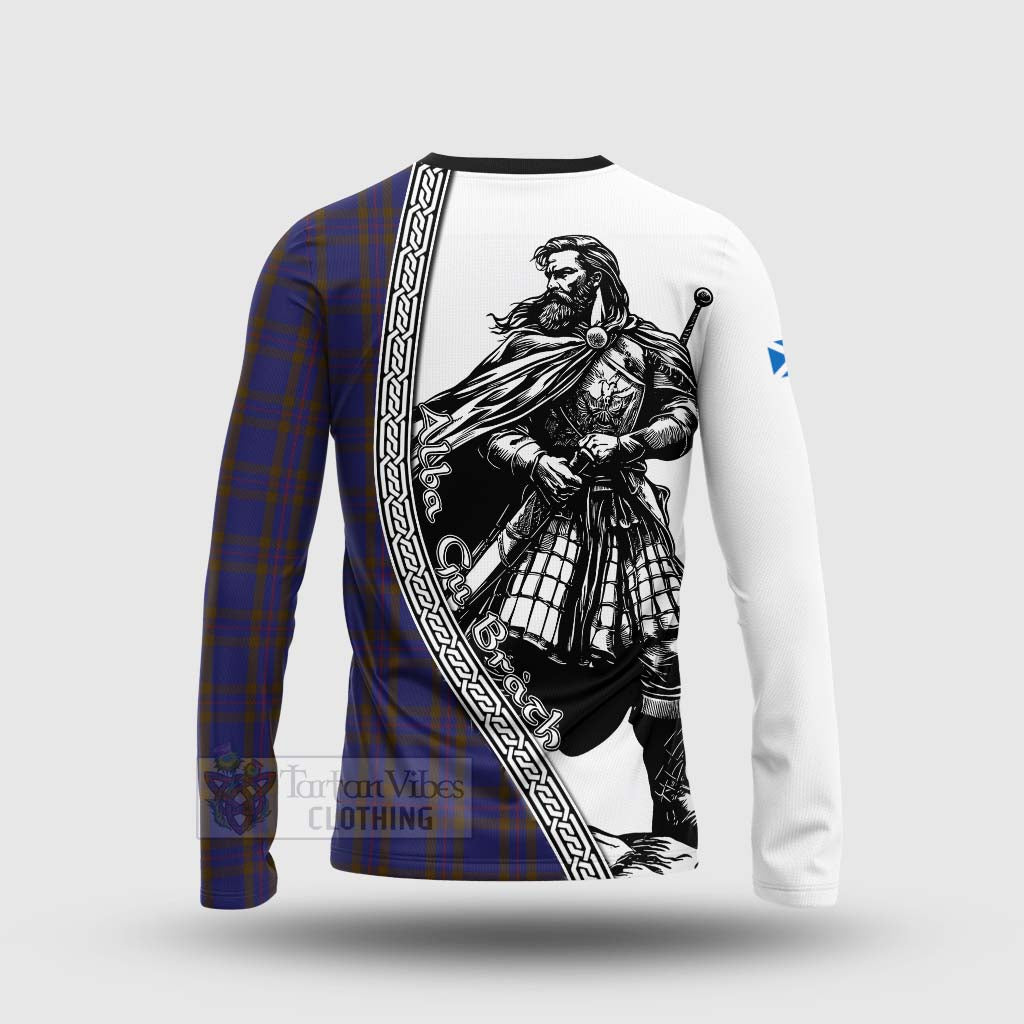 Tartan Vibes Clothing Elliot Tartan Clan Crest Long Sleeve T-Shirt with Highlander Warrior Celtic Style