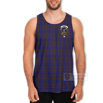 Elliot Tartan Men's Tank Top with Family Crest Celtic Skull Style