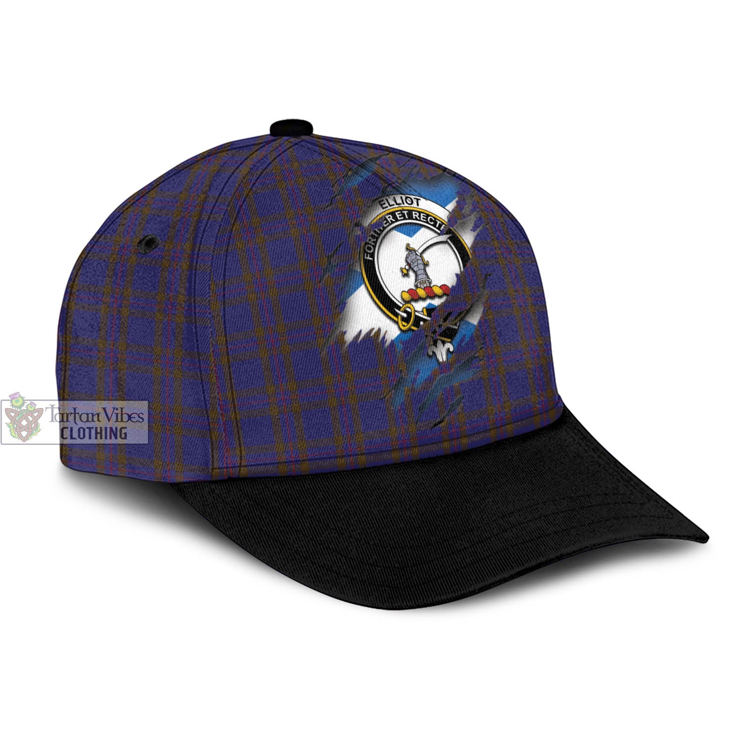 Tartan Vibes Clothing Elliot Tartan Classic Cap with Family Crest In Me Style