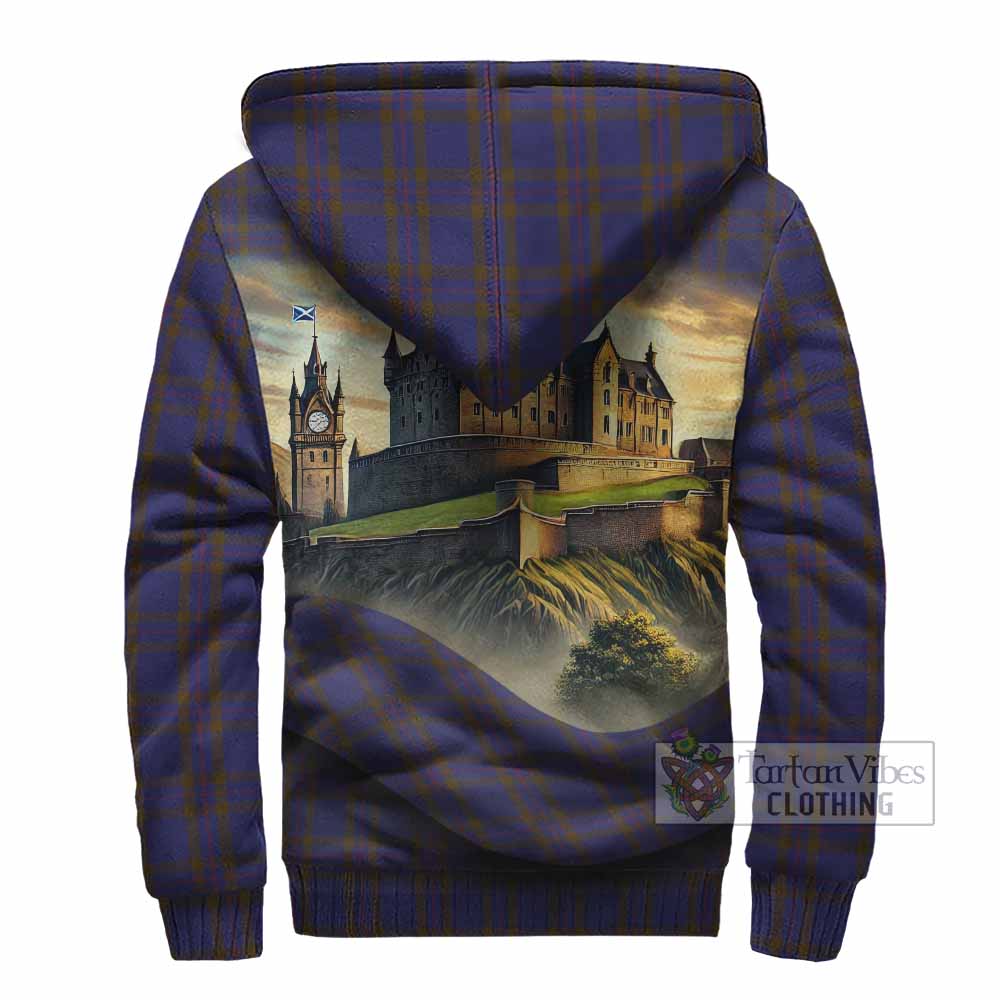 Elliot Tartan Family Crest Sherpa Hoodie with Scottish Ancient Castle Style - Tartan Vibes Clothing