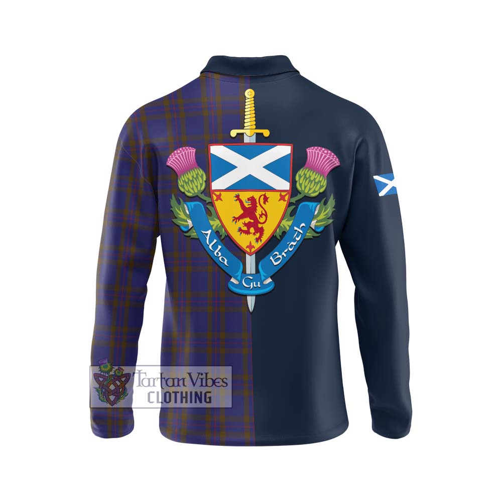 Tartan Vibes Clothing Elliot Tartan Long Sleeve Polo Shirt with Scottish Lion Royal Arm Half Style