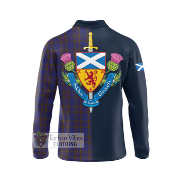 Elliot Tartan Long Sleeve Polo Shirt Alba with Scottish Lion Royal Arm Half Style