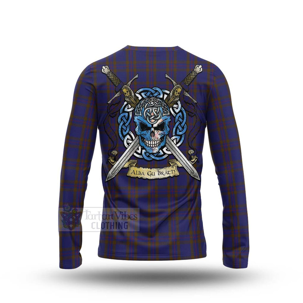 Tartan Vibes Clothing Elliot Tartan Long Sleeve T-Shirt with Family Crest Celtic Skull Style