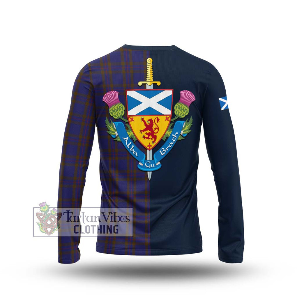 Tartan Vibes Clothing Elliot Tartan Long Sleeve T-Shirt with Scottish Lion Royal Arm Half Style