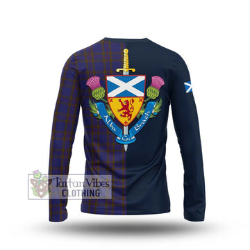 Elliot Tartan Long Sleeve T-Shirt Alba with Scottish Lion Royal Arm Half Style