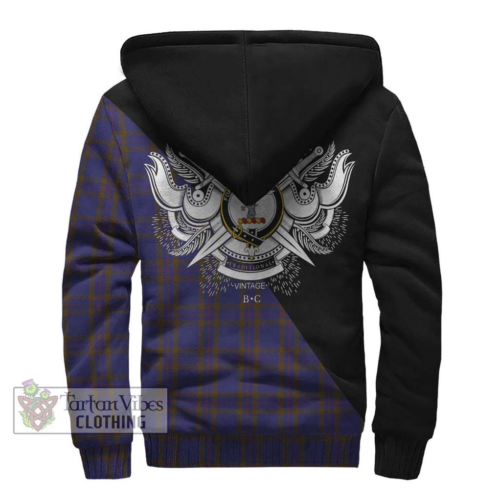 Elliot Tartan Sherpa Hoodie with Family Crest and Military Logo Style - Tartanvibesclothing Shop