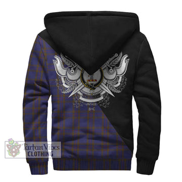 Elliot Tartan Sherpa Hoodie with Family Crest and Military Logo Style