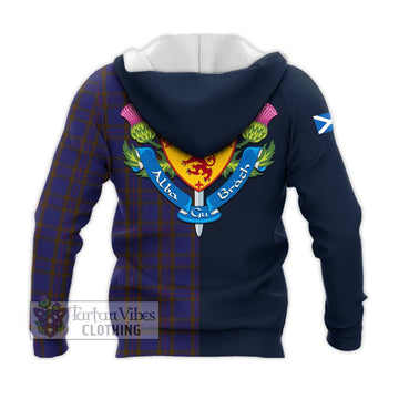 Elliot Tartan Knitted Hoodie Alba with Scottish Lion Royal Arm Half Style