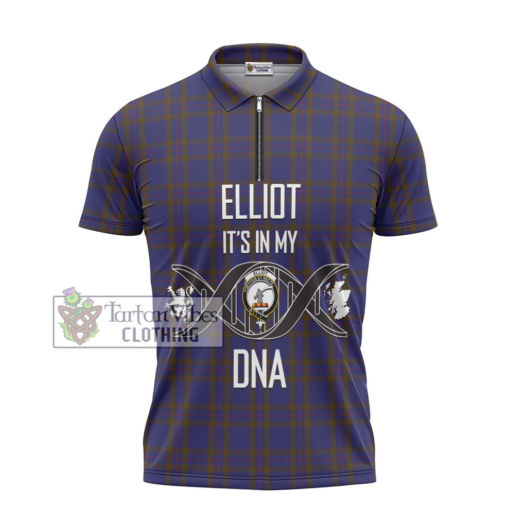 Elliot Tartan Zipper Polo Shirt with Family Crest DNA In Me Style - Tartanvibesclothing Shop