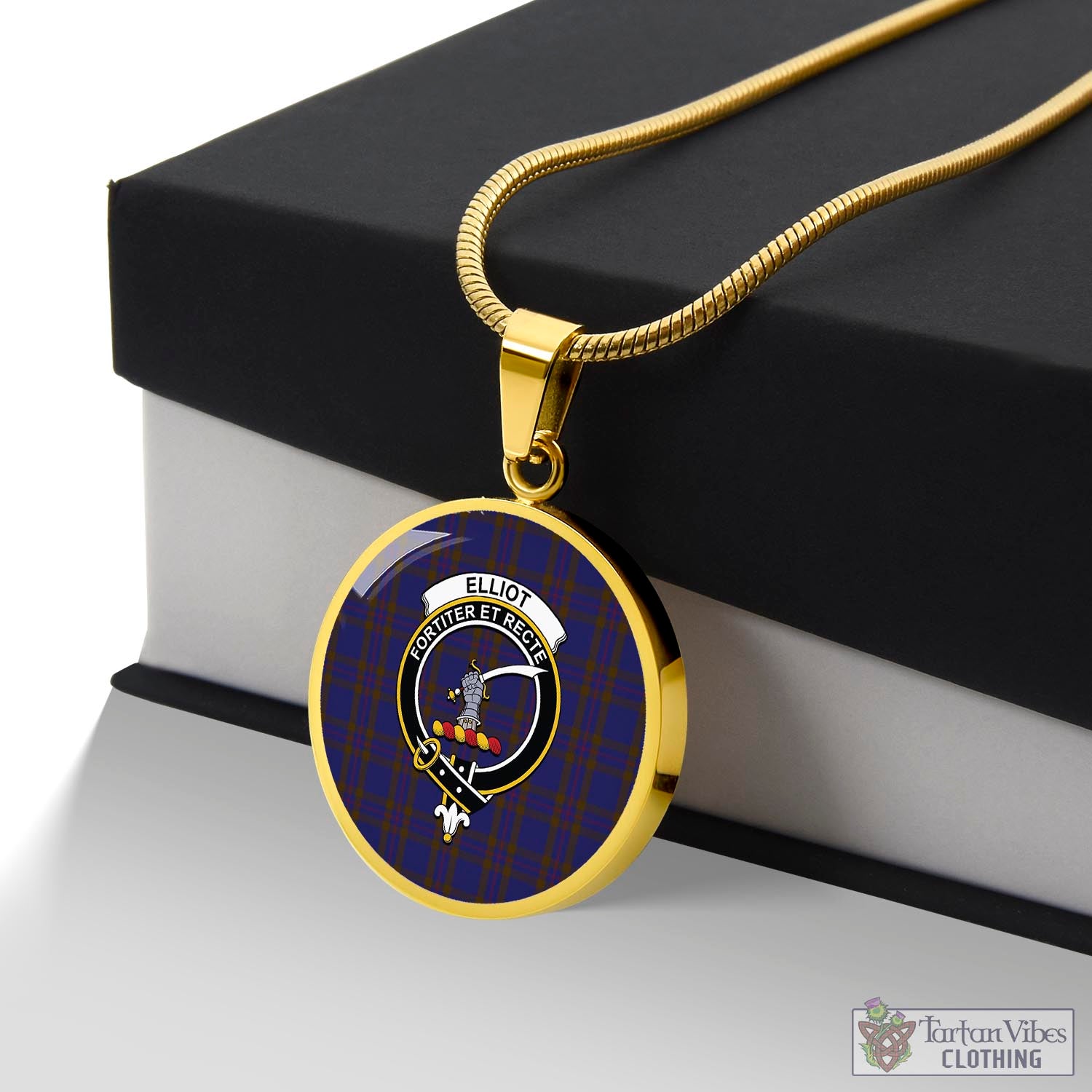 Tartan Vibes Clothing Elliot Tartan Circle Necklace with Family Crest