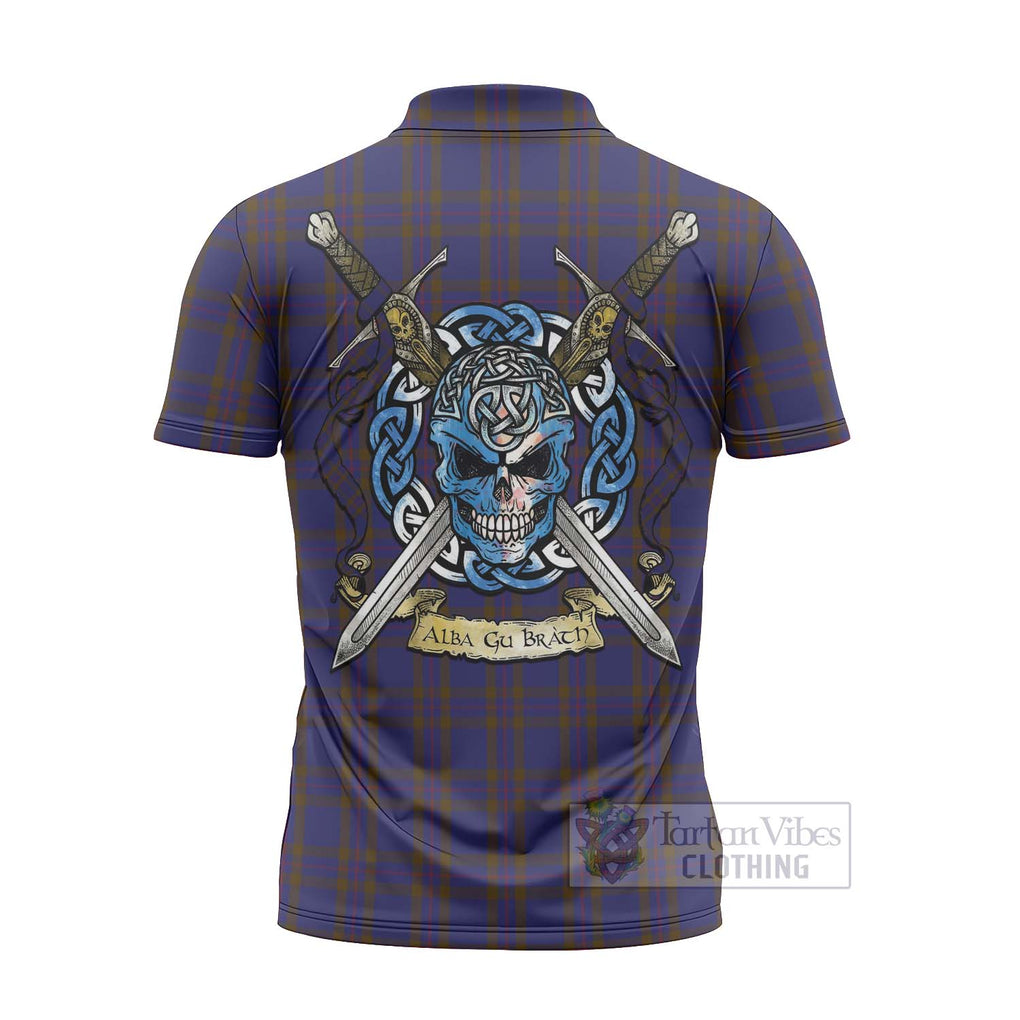 Tartan Vibes Clothing Elliot Tartan Zipper Polo Shirt with Family Crest Celtic Skull Style