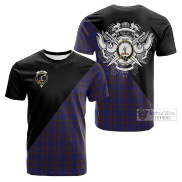 Elliot Tartan Cotton T-shirt with Family Crest and Military Logo Style