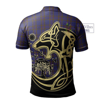 Elliot Tartan Polo Shirt with Family Crest Celtic Wolf Style